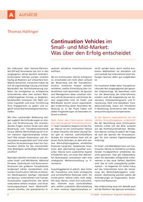 Continuation Vehicles im Small- und Mid-Market: Was über den Erfolg entscheidet