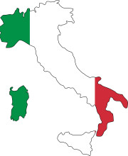 italienischer Stiefel in den Landesfarben 