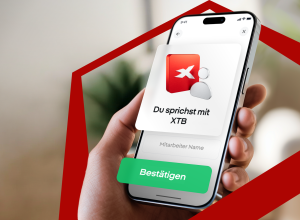 Smartphone mit Hinweis: Du sprichst mit XTB