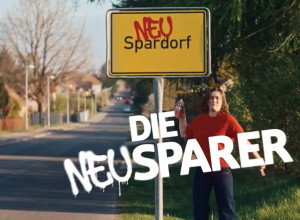 Ortsschild Spardorf mit Text "Die Neusparer"